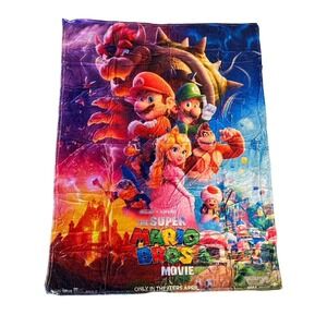 Super Mario Bros Movie‎ 2023 Fleece Throw Soft Blanket Poster Art Nintendo NWOT